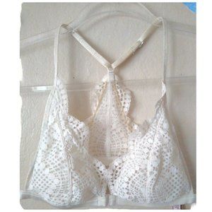 Victorias Secret Womens Coconut White Lace Bralette Front Clasp Racerback Medium